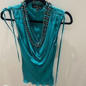 Robert Rodriguez Turquoise Sleeveless Blouse